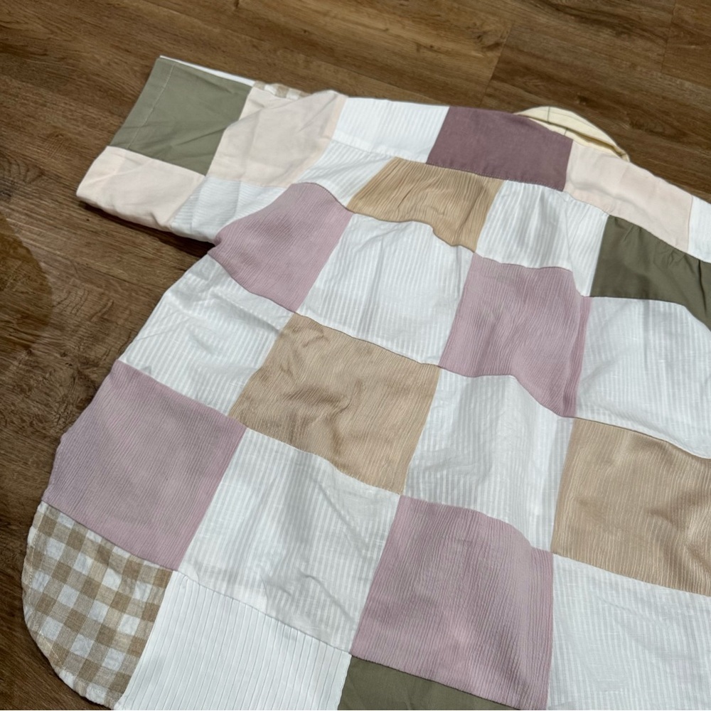 LA RÉUNION Patchwork Crossover Shirt Women's Oversized Boxy Summer‎ Boho - Picture 4 of 8